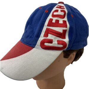Czech Ice Hockey Team Baseball Cap Hat Navy VTG Size 52-60 Sport
